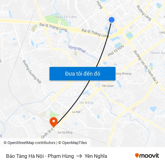 Bảo Tàng Hà Nội - Phạm Hùng to Yên Nghĩa map