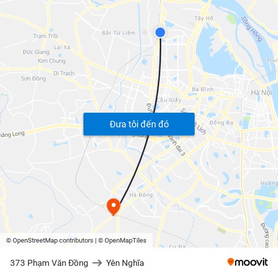 373 Phạm Văn Đồng to Yên Nghĩa map