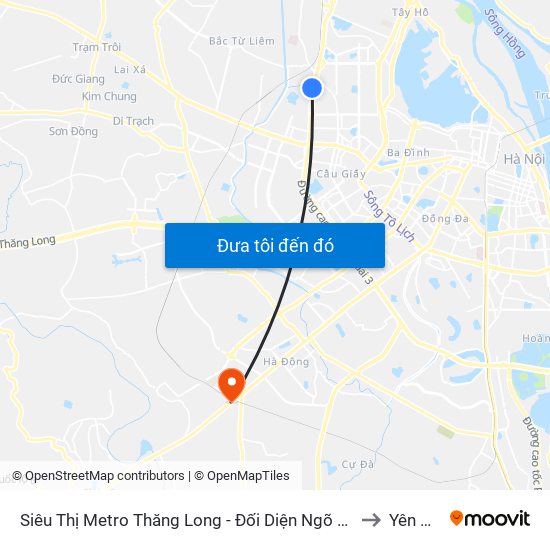 Siêu Thị Metro Thăng Long - Đối Diện Ngõ 599 Phạm Văn Đồng to Yên Nghĩa map