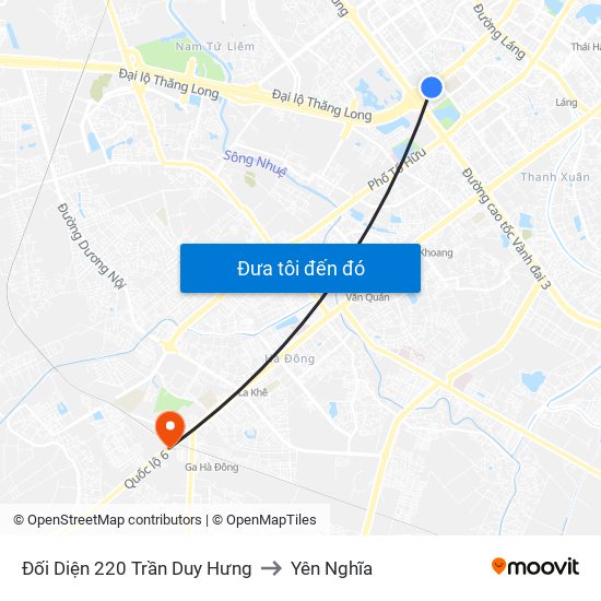 Đối Diện 220 Trần Duy Hưng to Yên Nghĩa map