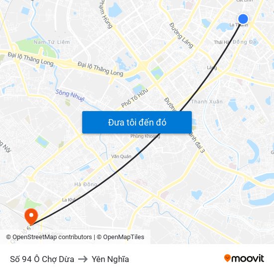 Số 94 Ô Chợ Dừa to Yên Nghĩa map