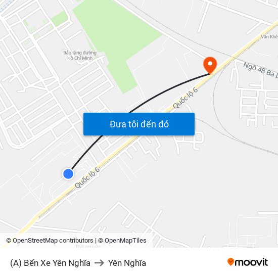 (A) Bến Xe Yên Nghĩa to Yên Nghĩa map