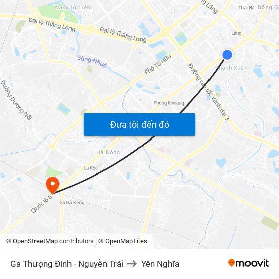 Ga Thượng Đình - Nguyễn Trãi to Yên Nghĩa map