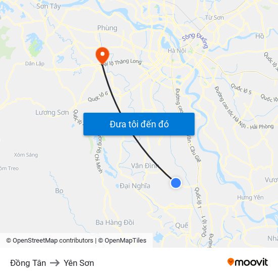 Đồng Tân to Yên Sơn map