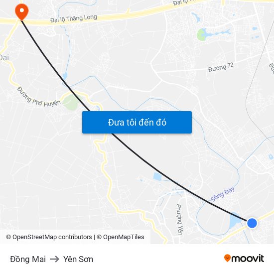 Đồng Mai to Yên Sơn map