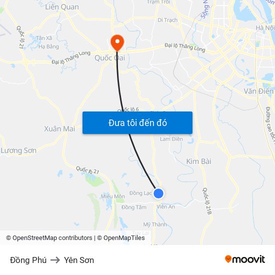 Đồng Phú to Yên Sơn map
