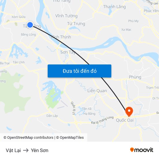 Vật Lại to Yên Sơn map