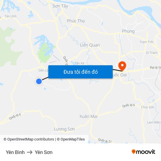 Yên Bình to Yên Sơn map