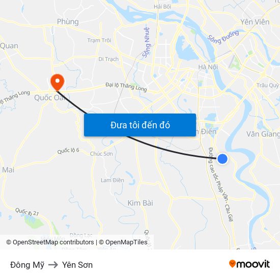 Đông Mỹ to Yên Sơn map