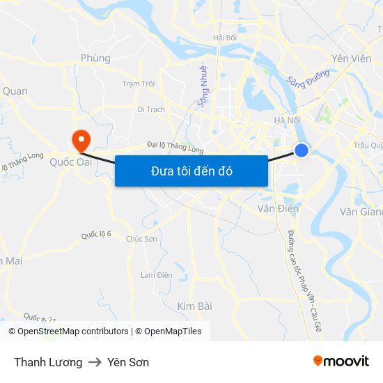 Thanh Lương to Yên Sơn map