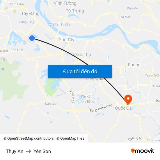 Thụy An to Yên Sơn map