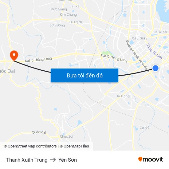 Thanh Xuân Trung to Yên Sơn map