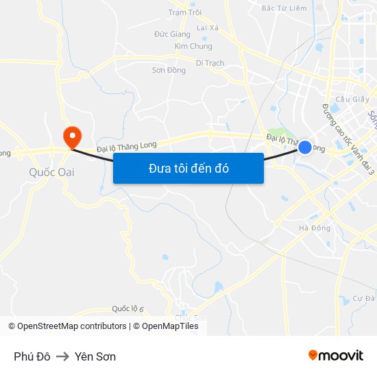 Phú Đô to Yên Sơn map