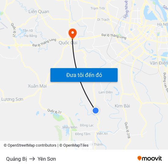 Quảng Bị to Yên Sơn map