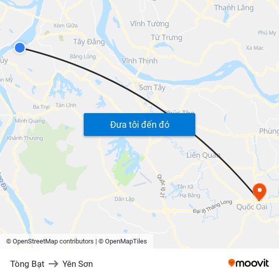 Tòng Bạt to Yên Sơn map