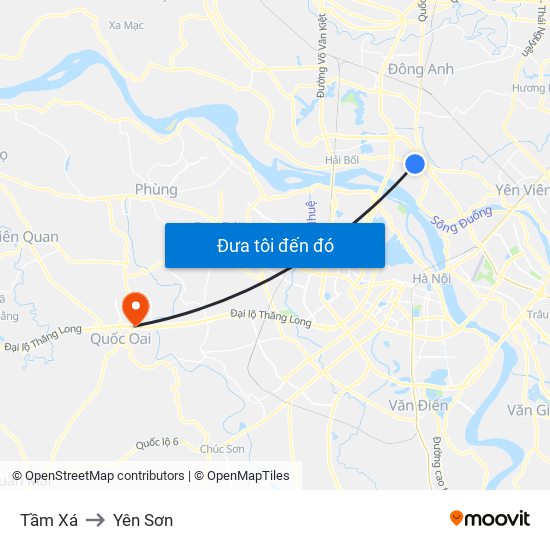 Tầm Xá to Yên Sơn map