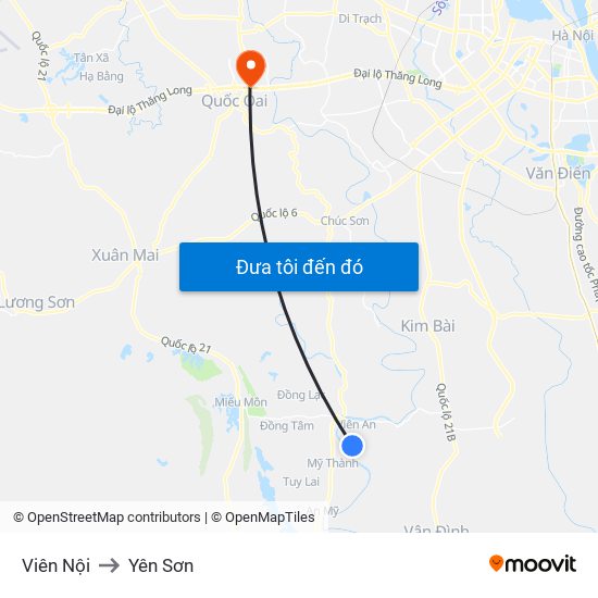 Viên Nội to Yên Sơn map
