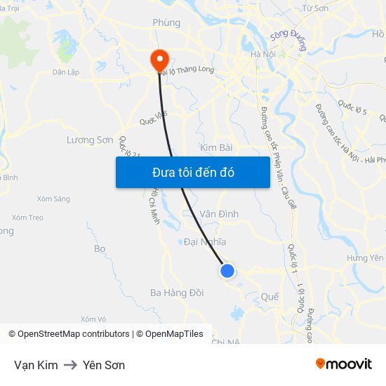 Vạn Kim to Yên Sơn map
