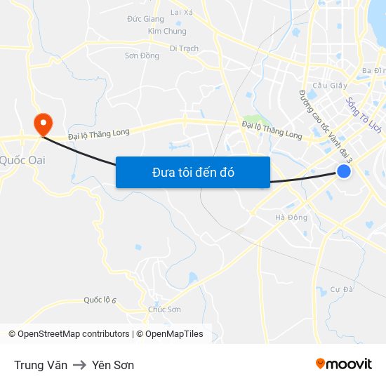Trung Văn to Yên Sơn map