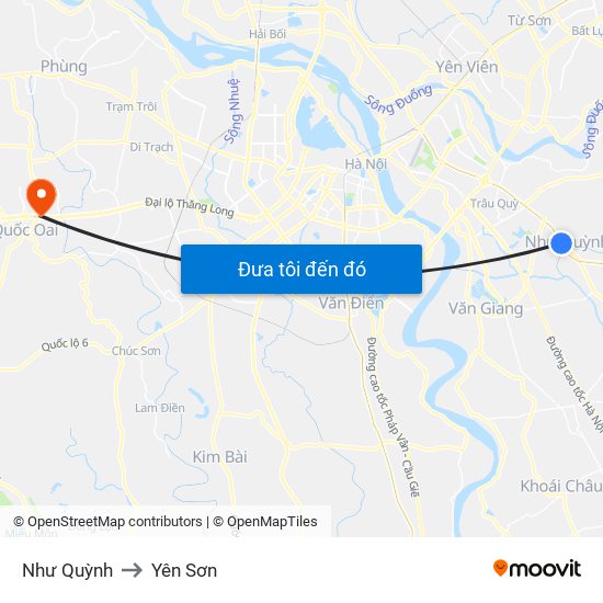 Như Quỳnh to Yên Sơn map