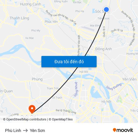 Phù Linh to Yên Sơn map