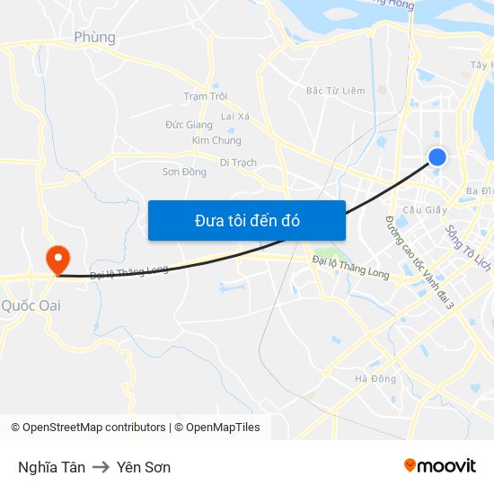 Nghĩa Tân to Yên Sơn map