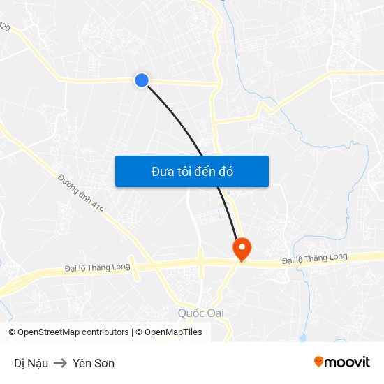 Dị Nậu to Yên Sơn map