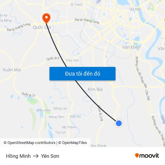 Hồng Minh to Yên Sơn map