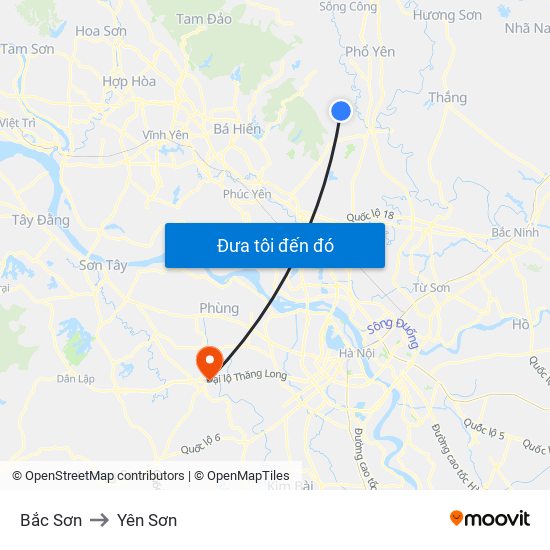 Bắc Sơn to Yên Sơn map