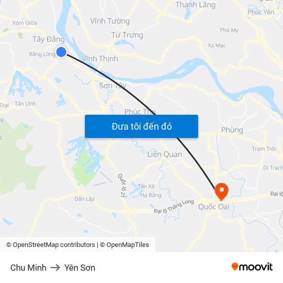 Chu Minh to Yên Sơn map