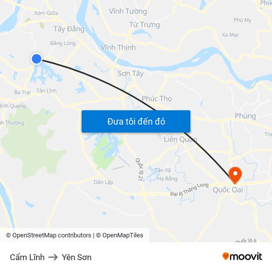 Cẩm Lĩnh to Yên Sơn map