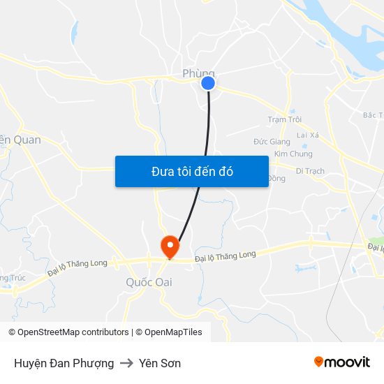Huyện Đan Phượng to Yên Sơn map