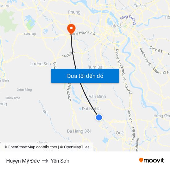 Huyện Mỹ Đức to Yên Sơn map