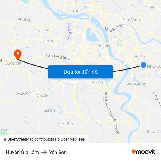 Huyện Gia Lâm to Yên Sơn map