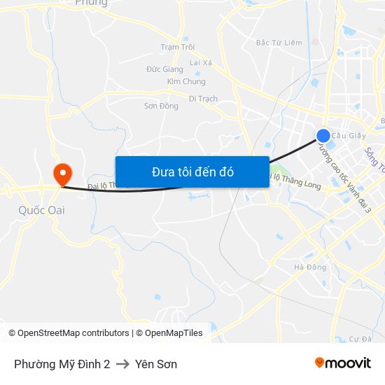 Phường Mỹ Đình 2 to Yên Sơn map