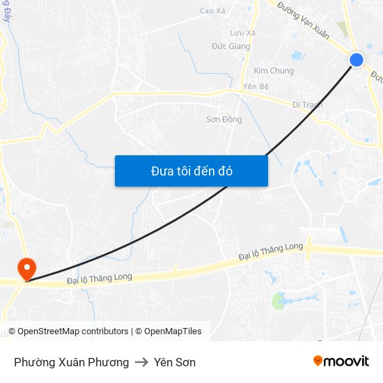 Phường Xuân Phương to Yên Sơn map