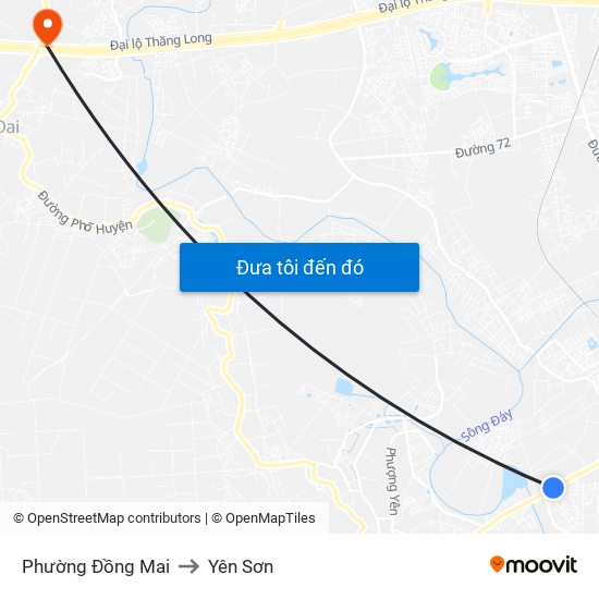 Phường Đồng Mai to Yên Sơn map