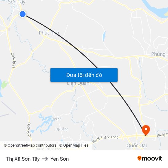 Thị Xã Sơn Tây to Yên Sơn map
