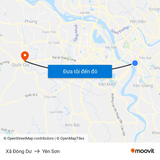 Xã Đông Dư to Yên Sơn map