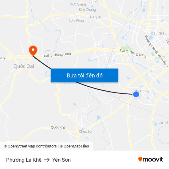 Phường La Khê to Yên Sơn map