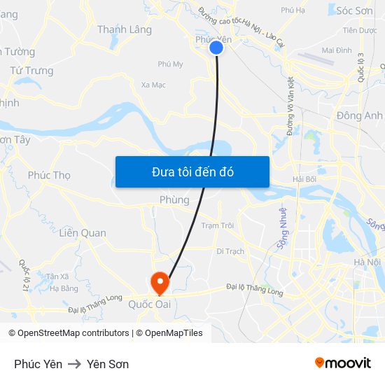 Phúc Yên to Yên Sơn map