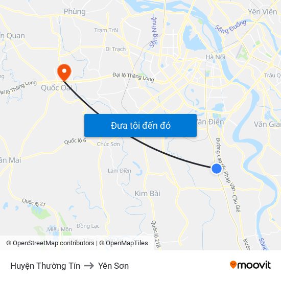 Huyện Thường Tín to Yên Sơn map