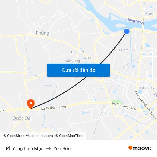 Phường Liên Mạc to Yên Sơn map