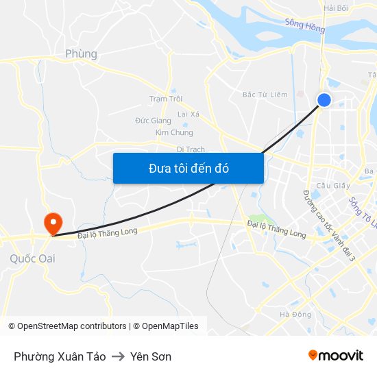 Phường Xuân Tảo to Yên Sơn map