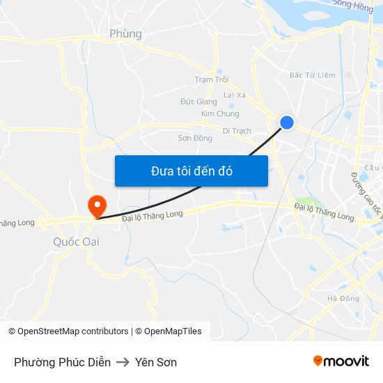 Phường Phúc Diễn to Yên Sơn map