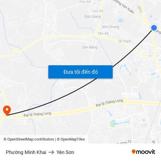 Phường Minh Khai to Yên Sơn map