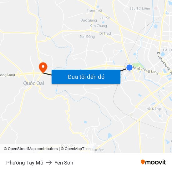 Phường Tây Mỗ to Yên Sơn map