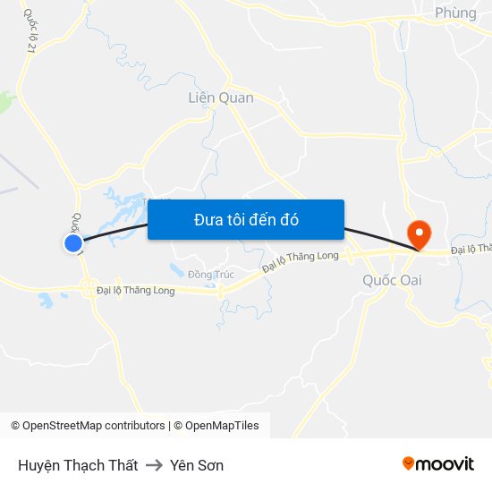 Huyện Thạch Thất to Yên Sơn map