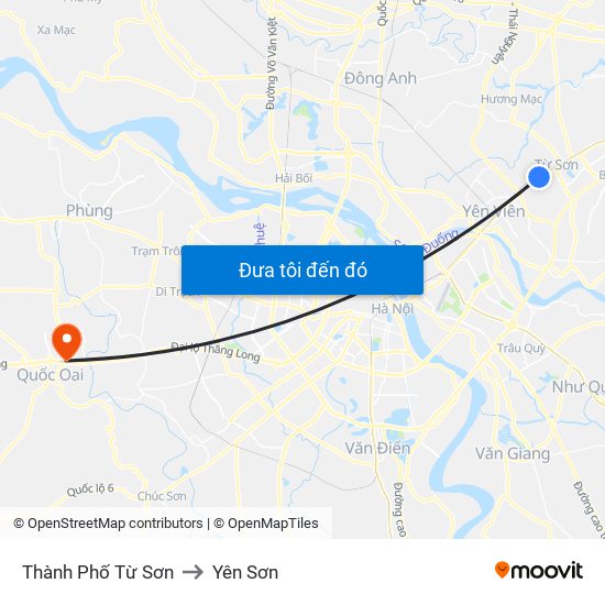 Thành Phố Từ Sơn to Yên Sơn map