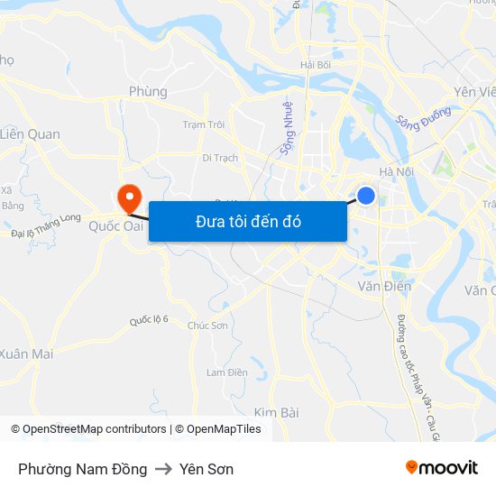 Phường Nam Đồng to Yên Sơn map